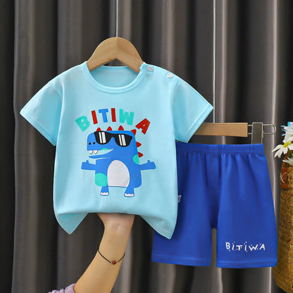 Cartoon Printed Cotton Toddler Tracksuit Set