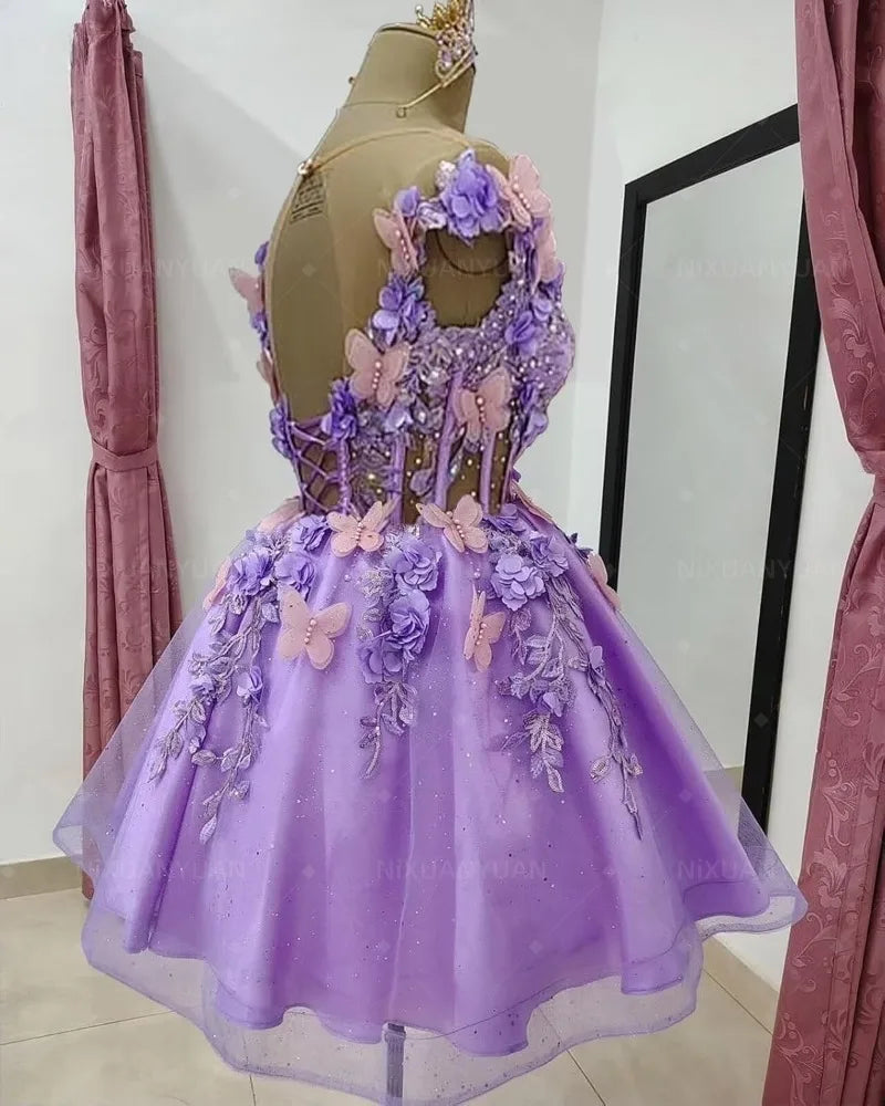 Butterfly Short Off Shoulder Prom Dress for Teens