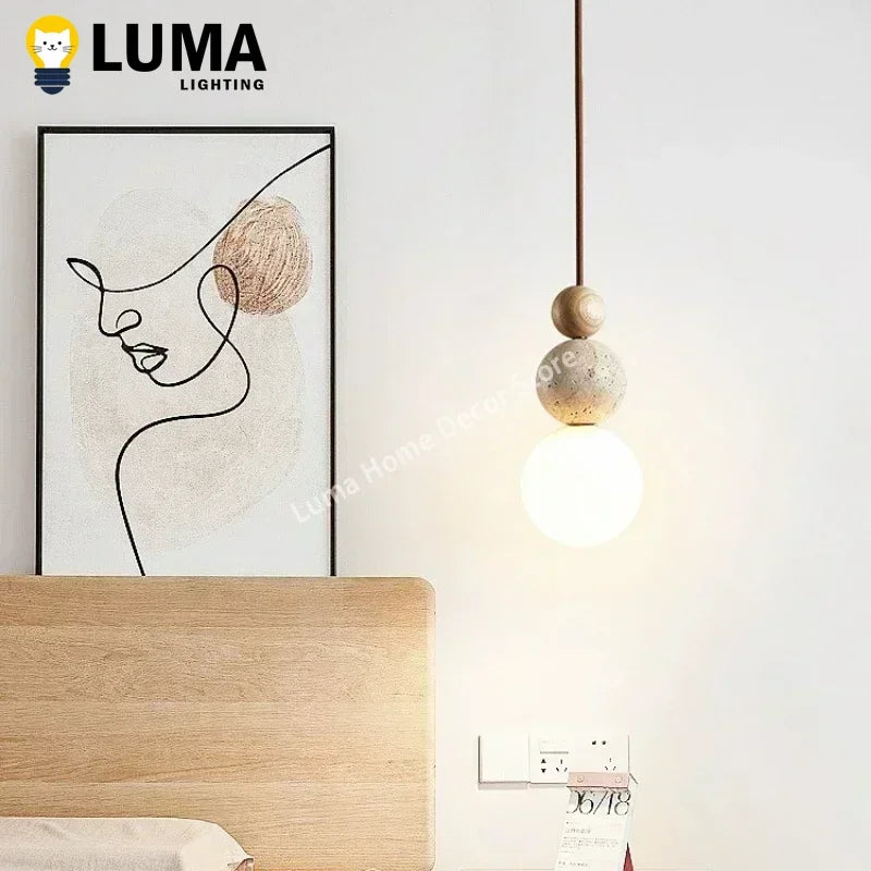 Yellow Travertine Pendant Light for Bedroom Kitchen