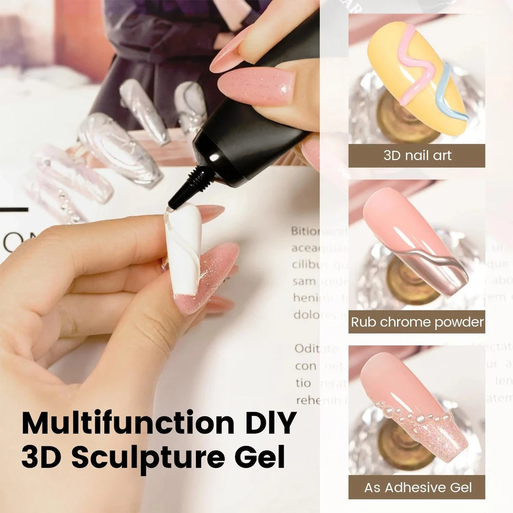 Clear 3D No Wipe Sculpture Gel Nail Polish 15ML