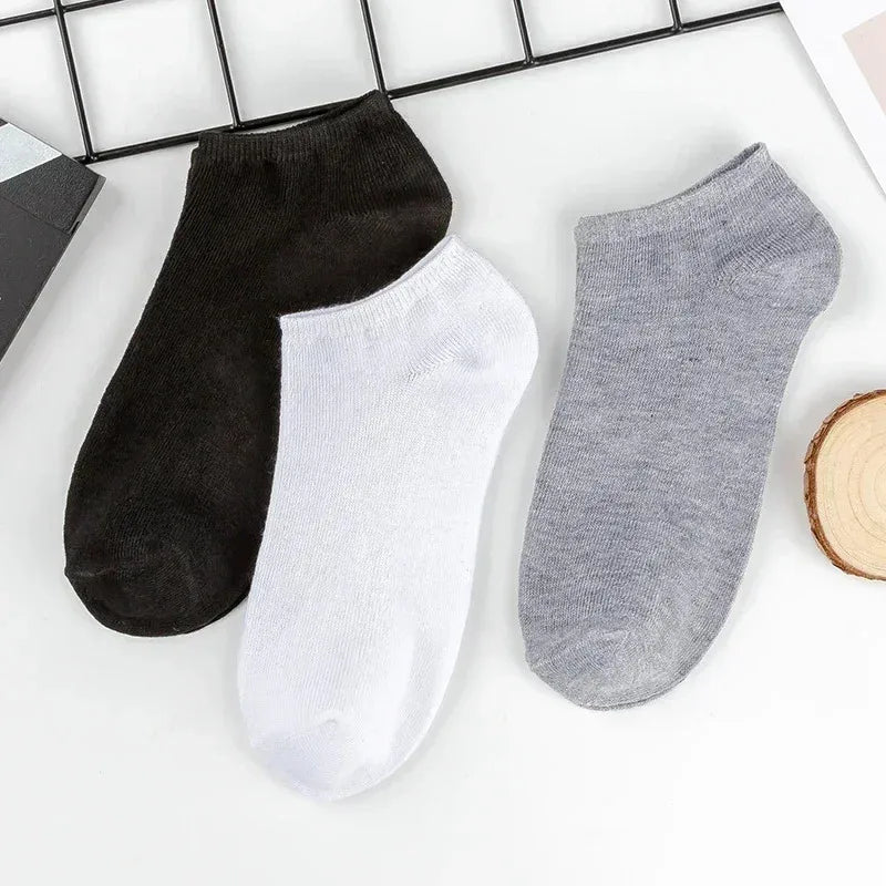 Unisex Ankle Socks Cotton Breathable Sports Black White Gray