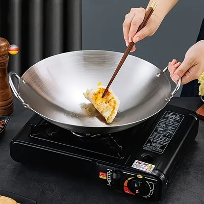 Large Stainless Steel Wok with Dual Handles 30cm