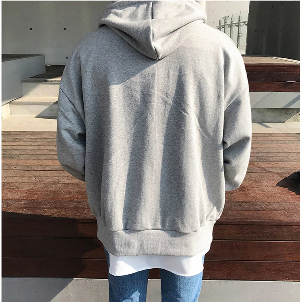 Zipper Hooded Sweatshirt for Men Casual Polyester