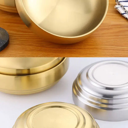 304 Stainless Steel Double Layer Noodle Bowl Gold Silver