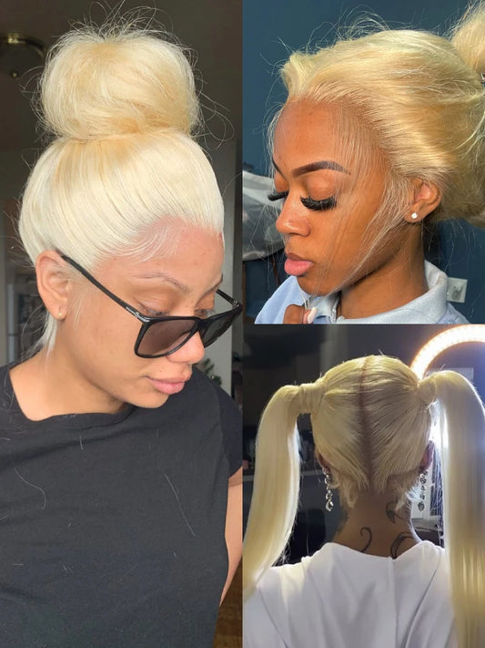 13x6 360 Lace Wig Human Hair Pre Plucked Blonde