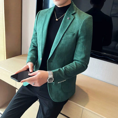 Men's Slim Fit Velvet Blazer Coat for Business and Weddings