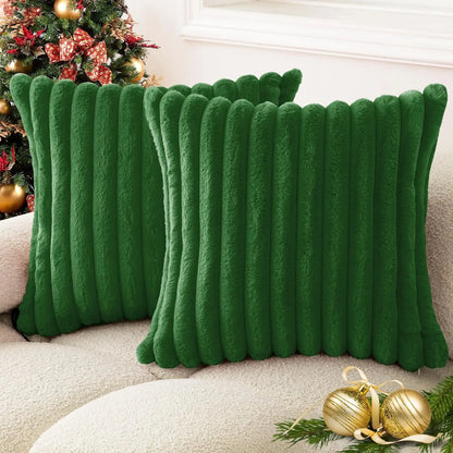 Faux Rabbit Fur Square Cushion Cover 40x40 45x45 Solid Color