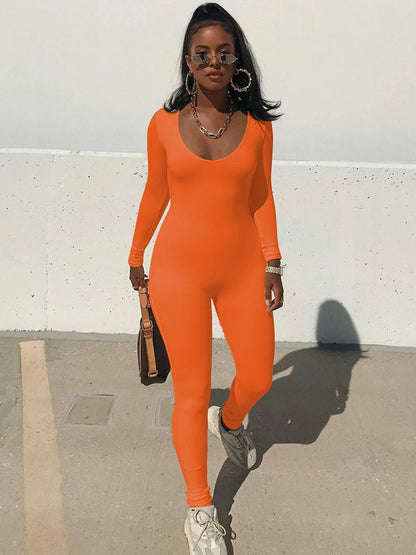 Dulzura Women Long Sleeve Bodycon Jumpsuit Overall