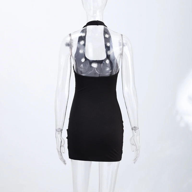 Halter Cutout Mini Dress for Women in Polyester