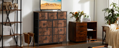 JHK Modern Fabric Dresser With 9 Storage Drawers