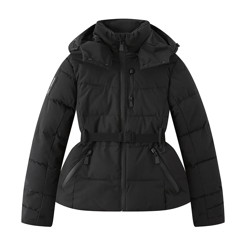 Women's Hooded Padded Winter Parka with Belt