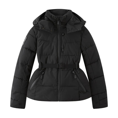 Women's Hooded Padded Winter Parka with Belt