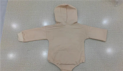 Baby Hooded Romper Long Sleeve Solid Color Bodysuit