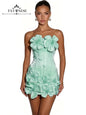3D Floral Corset Mini Evening Dress with Rhinestones