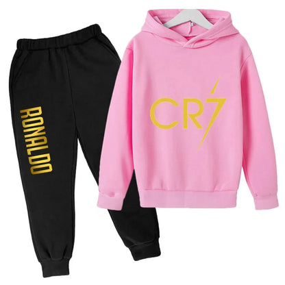 Ronaldo CR7 Print Hoodie and Pants Set for Children
