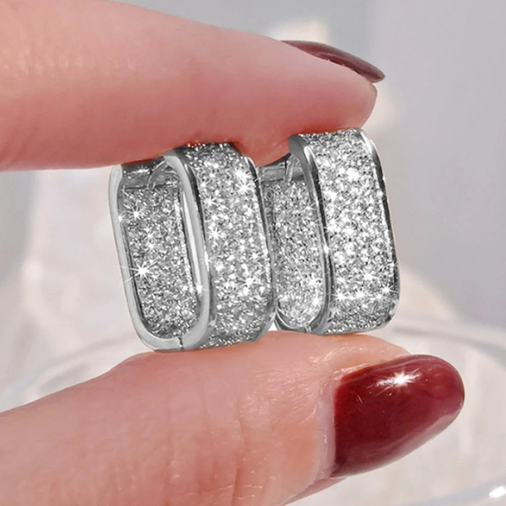 Huitan CZ Hoop Earrings for Women in Silver and Gold