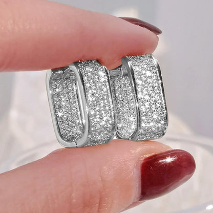 Huitan CZ Hoop Earrings for Women in Silver and Gold
