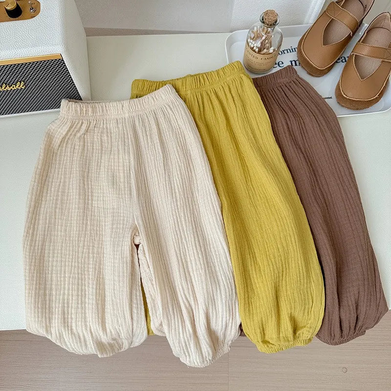 Summer Thin Solid Color Anti Mosquito Pants for Kids