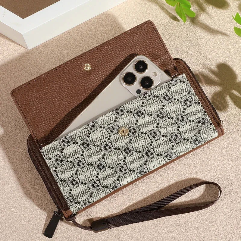 Men's Faux Leather Double Layer Wallet with Zippered Card Holder
