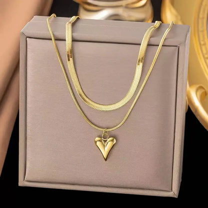 Stainless Steel Heart Pendant Necklace for Women