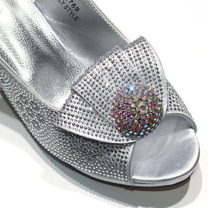 Golden Wedding Shoes And Bag Set With Diamond Decoration