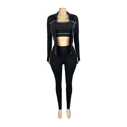 Weird Puss Women 3 Piece Tracksuit Set with Zipper Jacket