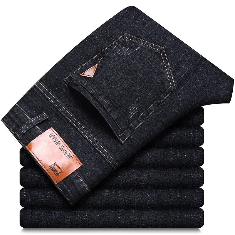 Men's Slim Black Denim Jeans with Slight Stretch