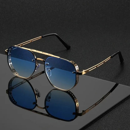Double-Beam Alloy Sunglasses for Casual Use