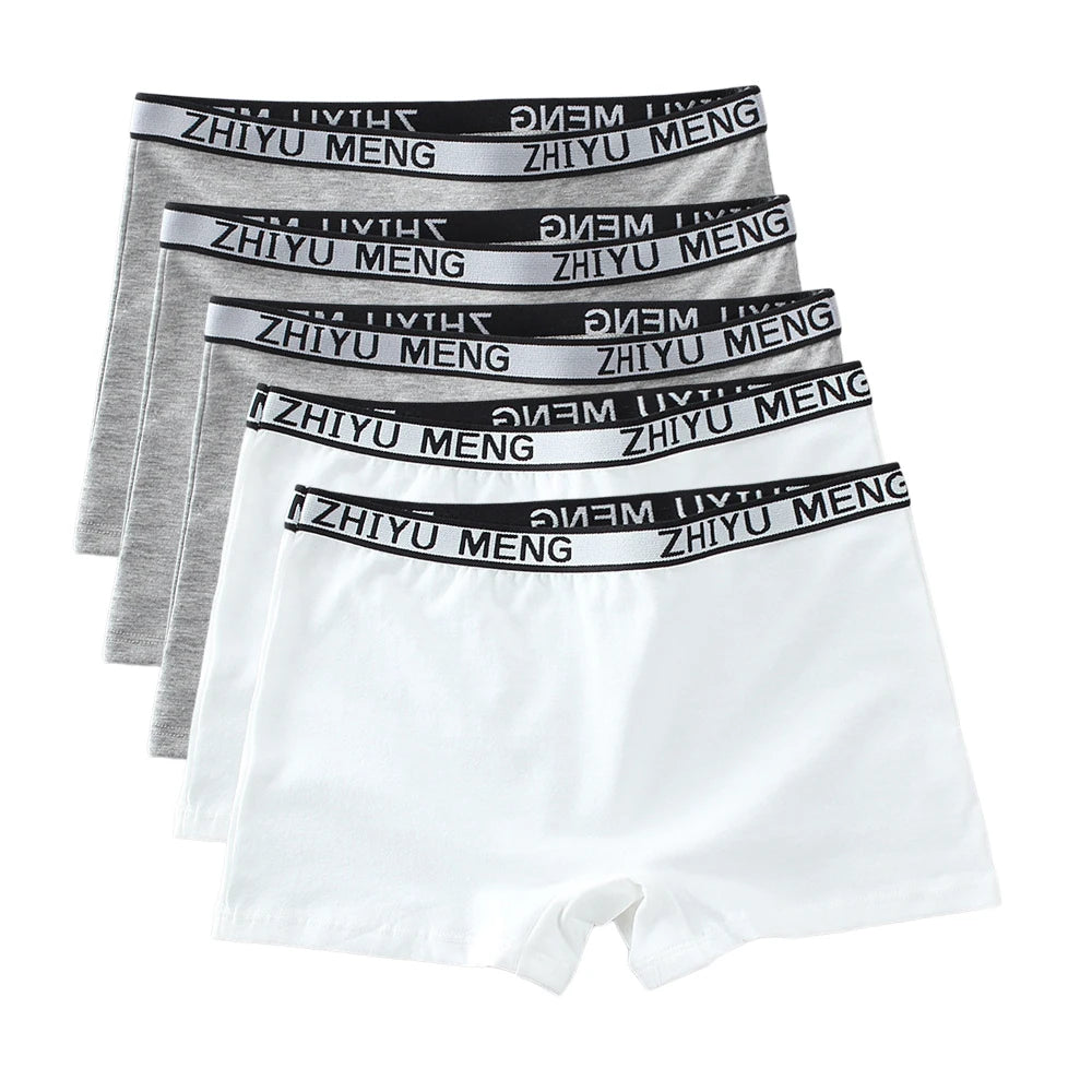 Teenage Girls Cotton Panties Solid Color Mid Waist Briefs