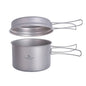 Titanium Pot Pan Set with Folding Handles for Camping