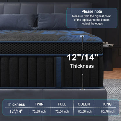 12 Inch Gel Memory Foam Hybrid Pocket Spring Mattress