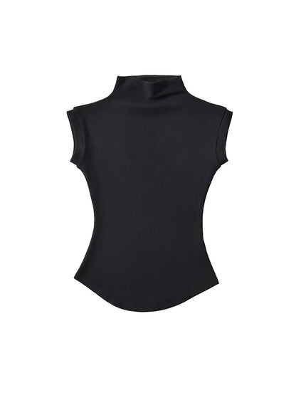 Women Summer Turtleneck Sleeveless Slim Fit Top