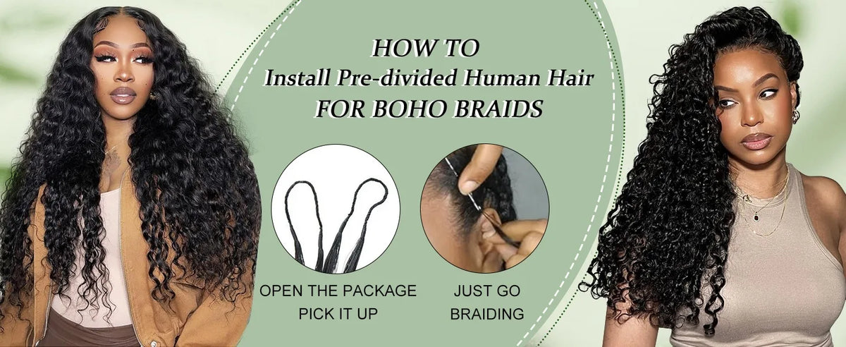 Deep Wave Crochet Human Hair Extensions for Braiding