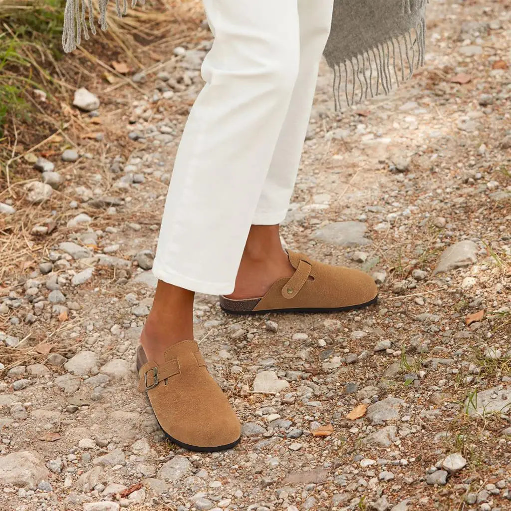 Shevalues Suede Clogs for Women Summer Mules with Arch Support