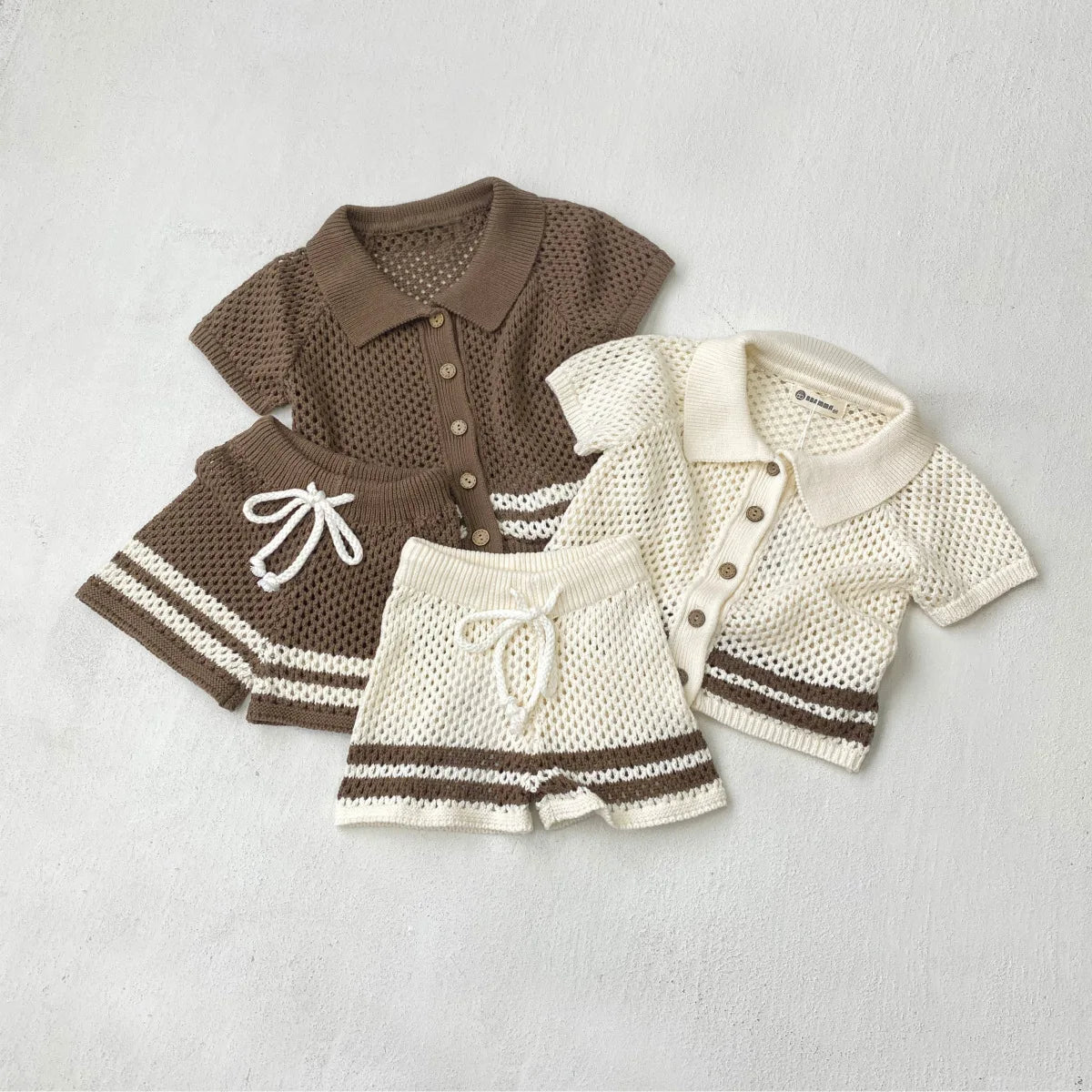 DGUKYM Summer Baby Knitted Sweater Cardigan Set
