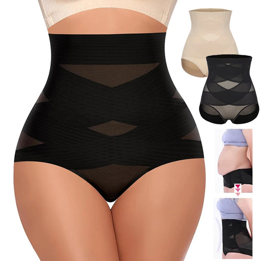 High Waisted Body Shaper Control Panties Black Beige