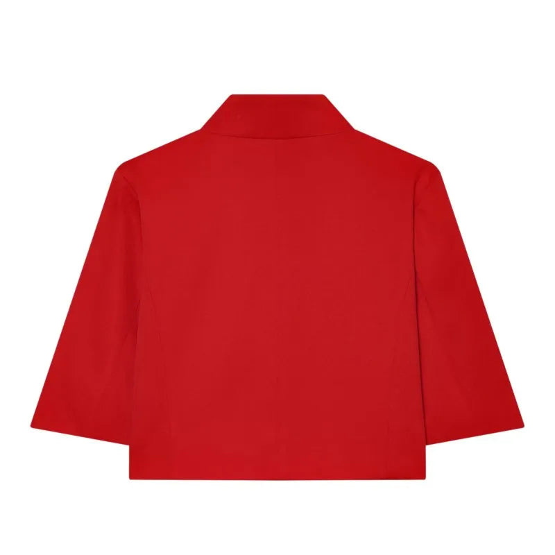 Ladies Short Sleeve Blazer Polyester Stand-up Collar