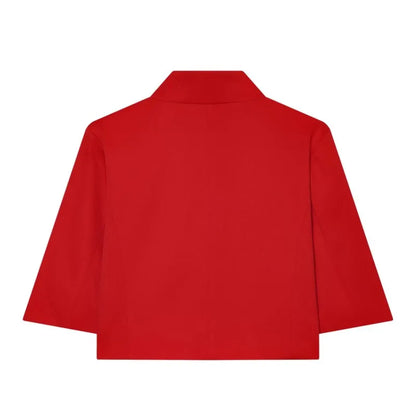 Ladies Short Sleeve Blazer Polyester Stand-up Collar
