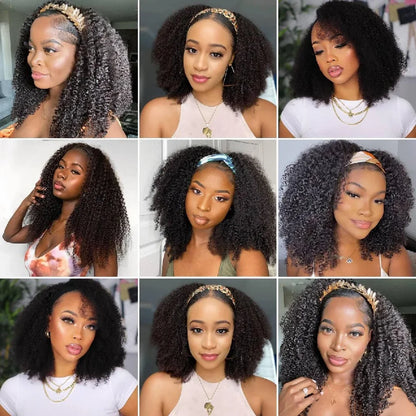 16 Inch Kinky Curly Human Hair Half Wig for Women