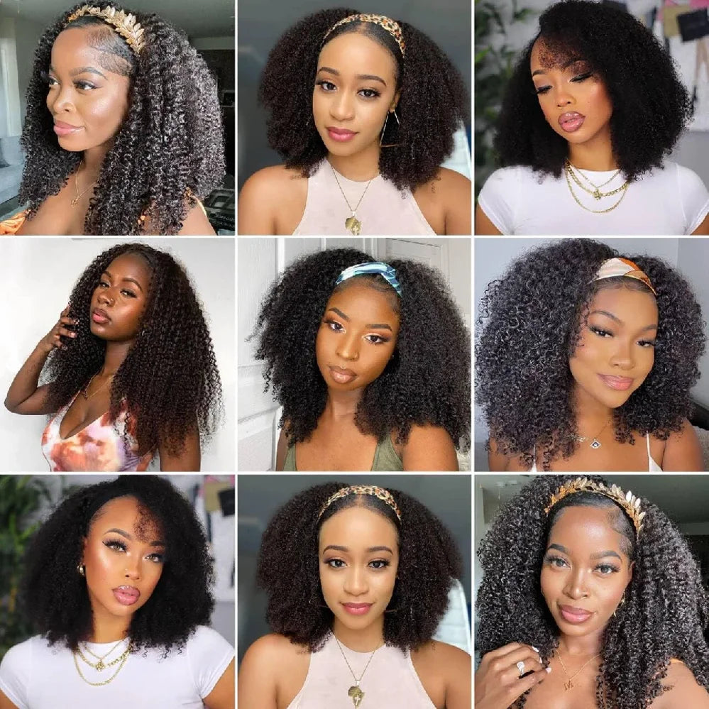 16 Inch Kinky Curly Human Hair Half Wig for Women