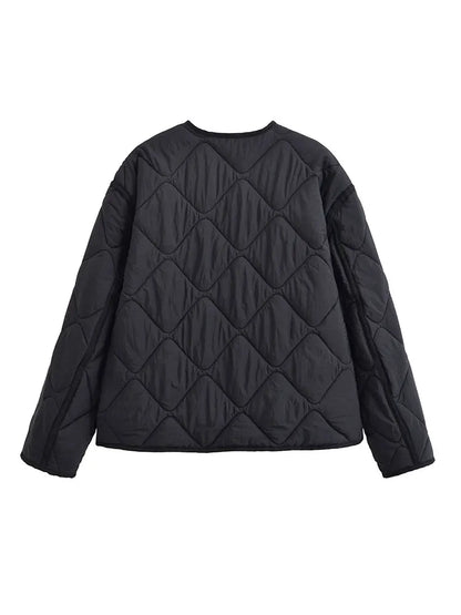 Solid Single-Breasted O-Neck Jacket for Women