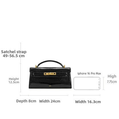 Crocodile Embossed Shoulder Bag in Pu Leather