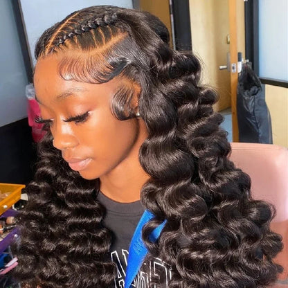 Loose Deep Wave Lace Frontal Wig 30 40 Inch Human Hair