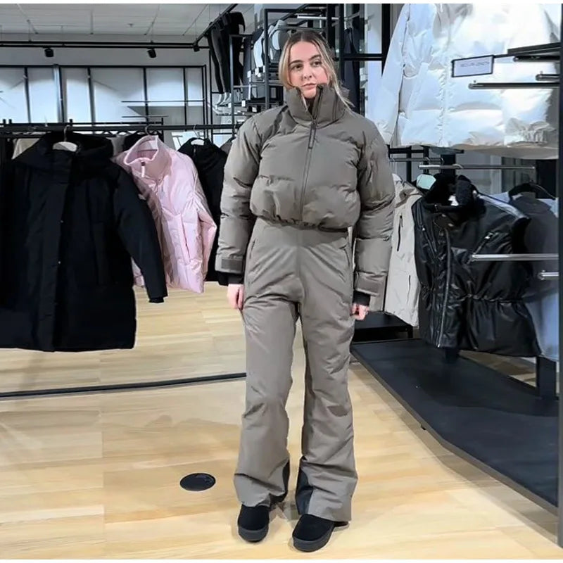 Women's Windproof Thermal Turtleneck Ski Jumpsuit