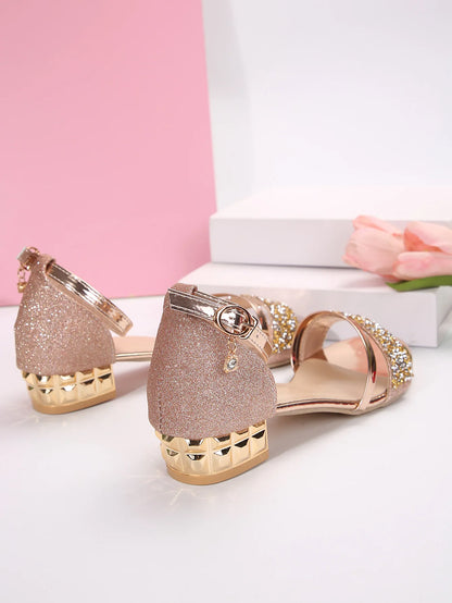Women's Open Toe Sandals Gold Silver Low Heel Casual