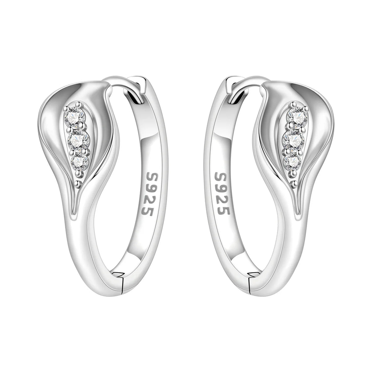 S925 Sterling Silver Iris Flower Hoop Earrings for Women