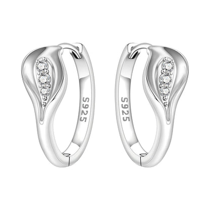 S925 Sterling Silver Iris Flower Hoop Earrings for Women