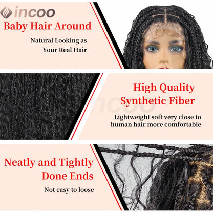Boho Box Braided Curly Hair Full Lace Wig Burgundy