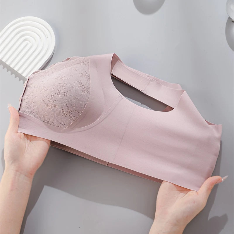 Seamless Lace Front-Button Bra for Women