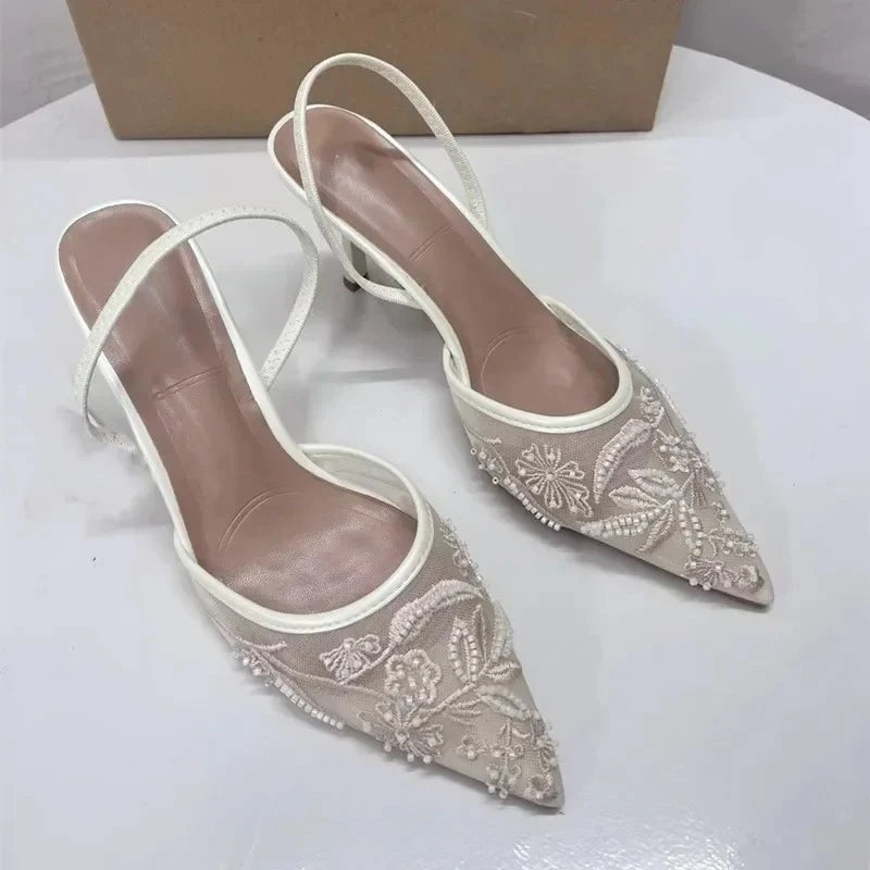 Designer Mesh Open Heel Sandals for Women